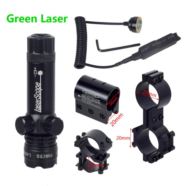 Rifle ponto verde laser ponto vermelho mira laser 532nm escopo com interruptor de pressão 20mm picatinny e montagem caça riflescope