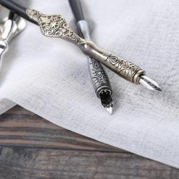 Caneta oblíqua para caligrafia, 1 peça, metal esculpido, artesanato, escritório, antiguidade - Image 4