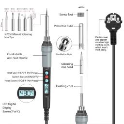 Handskit 220v 80w/90w temperatura ajustável kit de ferro de solda elétrica digital com multímetro solda ferramenta de ferro - Image 2