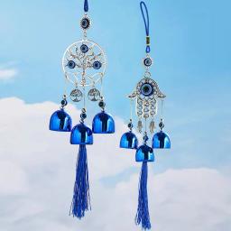Pendurado Vidro Wind Chime, Olhos Azuis, Metal Bell, Decoração Étnica Artesanato, Olho do Diabo, Árvore da Vida, Decoração para Casa e Exterior - Image 4