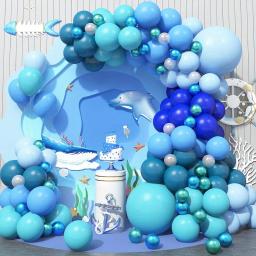 Kit Balloon Wreath Arch, Arco com tema marinho para aniversários e festas de verão, adequado para decoração interior e exterior, 127PCs - Image 1