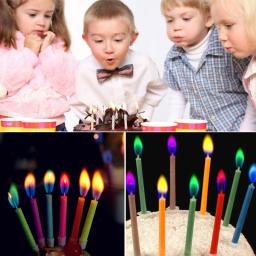 Velas multicoloridas para decoração de bolo, chamas seguras, casamento e festa de aniversário, chama colorida, sobremesa, 12 pçs/pacote - Image 5