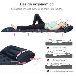Almofada de dormir ao ar livre acampamento colchão inflável bomba embutida ultraleve almofada de ar esteira de viagem com encosto de cabeça para viagens caminhadas - Image 2