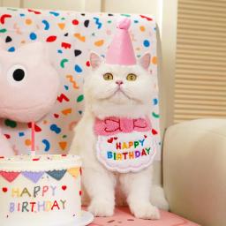 Material de festa de aniversário para animais, chapéu bandana bonito, conjunto de laços, acessórios para gato e cachorro, cachorro e cachorro pequeno, menino e menina cachorro - Image 1
