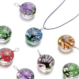 Colar De Pingente De Cristal De Vidro Oval, Real Flor Seca, Jóias Fazendo Acessórios, Colares DIY, 20x29mm, 5Pcs por lote - Image 4