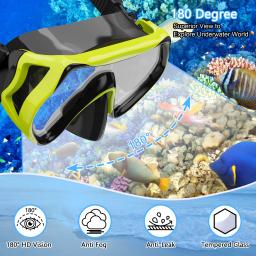 Máscara de mergulho Óculos de natação Scuba Snorkel Saia de silicone Vidro temperado Óculos de mergulho Kit de snorkel para treinamento de natação - Image 4