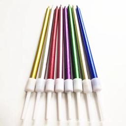 Velas finas longas coloridas do aniversário, velas nos suportes para o partido do casamento, decorações do bolo, 6 PCes - Image 2