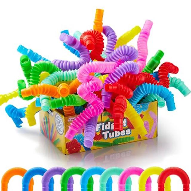 Rainbow Pop Tubes Brinquedo Sensorial Alívio Estresse Tubo Telescópico Alongamento Fidget Crianças Adultos 10/30/50 Peças