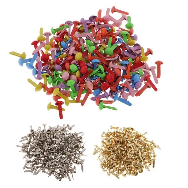 Mini Metal Brads Redondos para Decoração de Papel - Fixadores Embellishment 5mm, 5.5mm e 6mm com 100 Peças