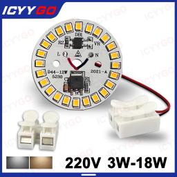 1 pacote lâmpada led remendo luz placa smd módulo redondo fonte de luz bola de críquete lâmpada ac220v led 3w 5 7 9 12 15 18 - Image 1