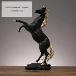 Escultura De Cavalo De Resina Criativa, Modelo De Cavalo Preto Prata Dourada, Decoração De Casa, Decoração De Animais, Sala De Estar, Artesanato De Escritório - Image 5