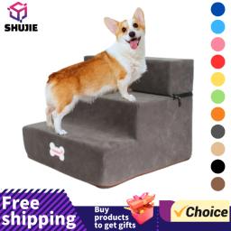 Sofá de espuma de memória Escadas para cães pequenos e gatos, rampa de cama, escada antiderrapante, Pet Supplies, 2 ou 3 etapas, transporte da gota - Image 1