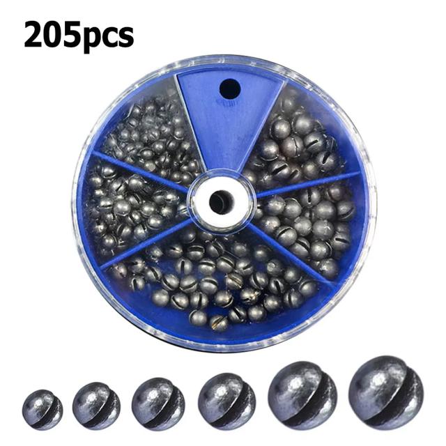 Kit 205 Pçs Pesca Chumbadas Split Shot Ovo Removível 5 Tamanhos