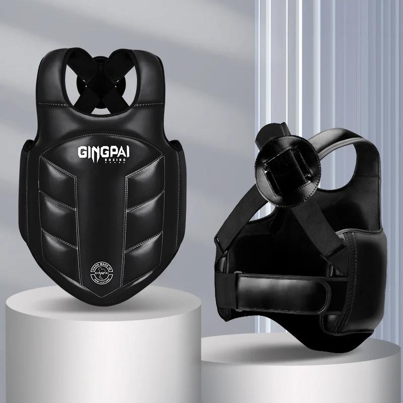 Protetor de peito de boxe mma artes marciais costela escudo armadura, protetor de corpo sólido kickboxing treinamento uniforme muay thai luta engrenagem - Image 1