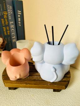 Silicone Elefante Vaso, Molde De Gesso, Vaso Suculento, Bastão De Aroma De Concreto, Embarcações, Porta-canetas, Plantadores, Bonito - Image 2