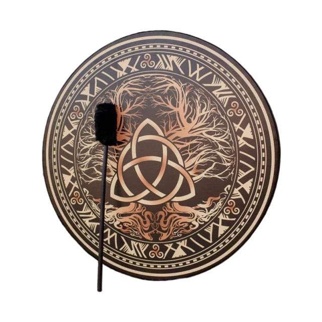 Tambor Vintage Pirata de 25CM Shaman Celtic - Instrumento Musical Artesanal para Decoração e Música com Baqueta Inclusa