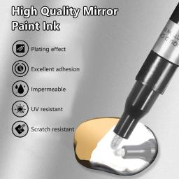 À prova d'água líquido Chrome Marcador, Dica Espelho Cromo, Paint Pen para Vidro Metal Papel Plástico Art Craft Project, Modelagem, 1.0mm - Image 5