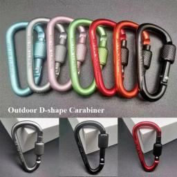 Liga de alumínio D-Shape Mosquetão, Segurança fivela Keychain com trava, Botão de escalada, Camping e caminhadas gancho - Image 3