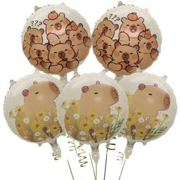 5 pçs dos desenhos animados capivara filme de alumínio balão conjunto bonito kapibala crianças festa aniversário decorações suprimentos chá de bebê ar globos - Image 5