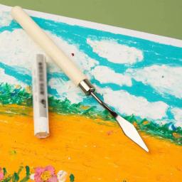 7 peças um conjunto de raspador de pintura a óleo, faca de picareta de aço inoxidável cabo de madeira maciça, adequado para pintura a óleo guache - Image 3