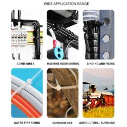 Self-Locking Plastic Nylon Tie, Black Cable Tie, Fixação Ring Zip Wraps Strap, Nylon Cable Tie, 5x300mm, 8x200mm, 5x400mm, 500 pcs - Image 6