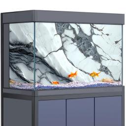 Decoração do fundo do aquário para tanques de peixes, mármore branco textura, pedra rochosa, cartaz HD 3D, répteis e répteis, 5-55 galões - Image 1