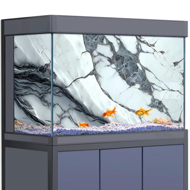 Decoração Realista em HD para Aquários: Fundo de Mármore Branco e Pedra Rochosa para Tanques de 5 a 55 Galões com Répteis