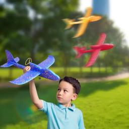 Avião de espuma elétrico planador mão jogar avião com luz led aviões de vôo automático ao ar livre crianças brinquedos para crianças meninos presentes - Image 5
