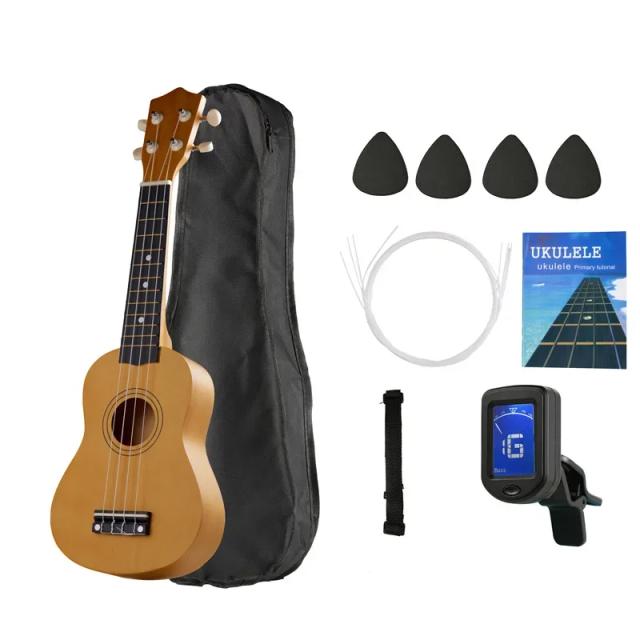 Ukulele Havaiano Avançado para Iniciantes com Acessórios: Gig Bag, Afinador Digital, Capo e Tamanho de 21"