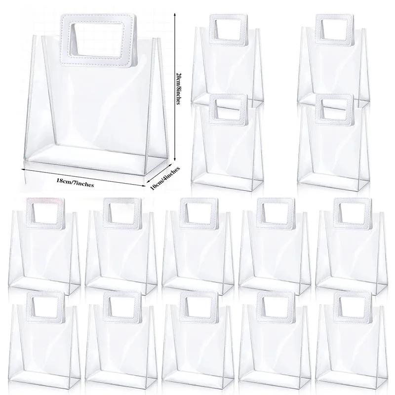 Embalagem de presente holográfica transparente iridescente sacos de presente reutilizáveis sacolas de pvc reutilizáveis sacos de compras suprimentos para festa de casamento - Image 1