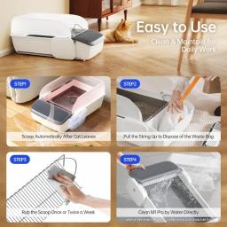 Caixa automática para gatos, caixa de areia com controle inteligente de aplicativos, 7L, extra grande, remoção de odores, fezes antiaderentes - Image 6
