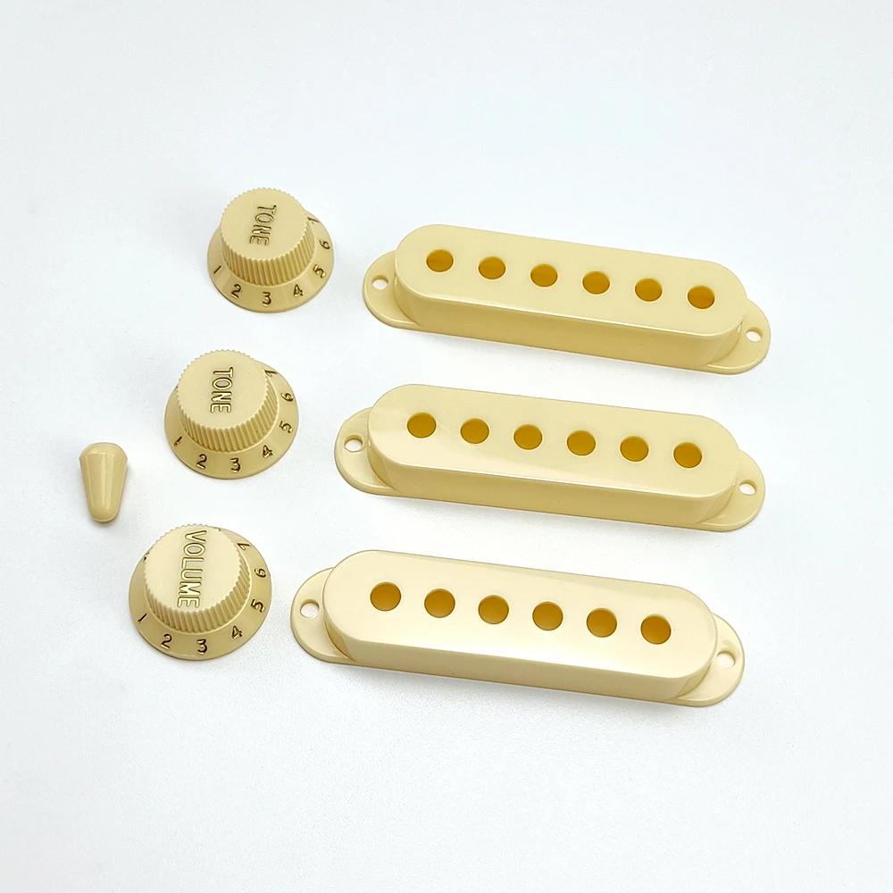 1 conjunto de capa de captador de guitarra elétrica ST de bobina única com botão de controle de tom de volume e ponta de interruptor suporte de captador de guitarra multicolorido - Image 1