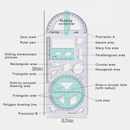 Conjunto de ferramentas de medição multifuncional para escola, desenho de atividade primária, Régua geométrica, Régua triangular, Bússola, Transferidor - Image 3