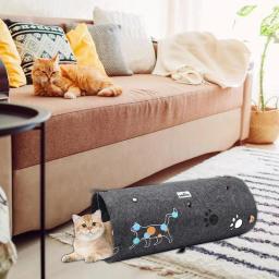 Túnel de jogo interativo para gato Tubo de feltro dobrável Resistente à mordida de pressão Tubo de treinamento Animal Play Produto Pet - Image 4