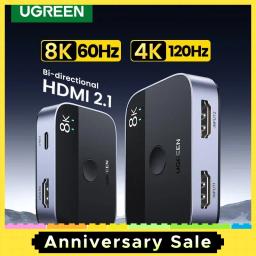 [Especial BR] UGREEN HDMI 2.1 Switch 8K 60Hz 2 em 1 saída para TV Xiaomi Xbox Series X PS5 Comutador HDMI compatível - Image 1