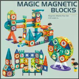 Brinquedo de corrida de mármore mágico bloco magnético das crianças luz deslizante bola bloco de construção magnético trilha emenda educação precoce brinquedos - Image 1