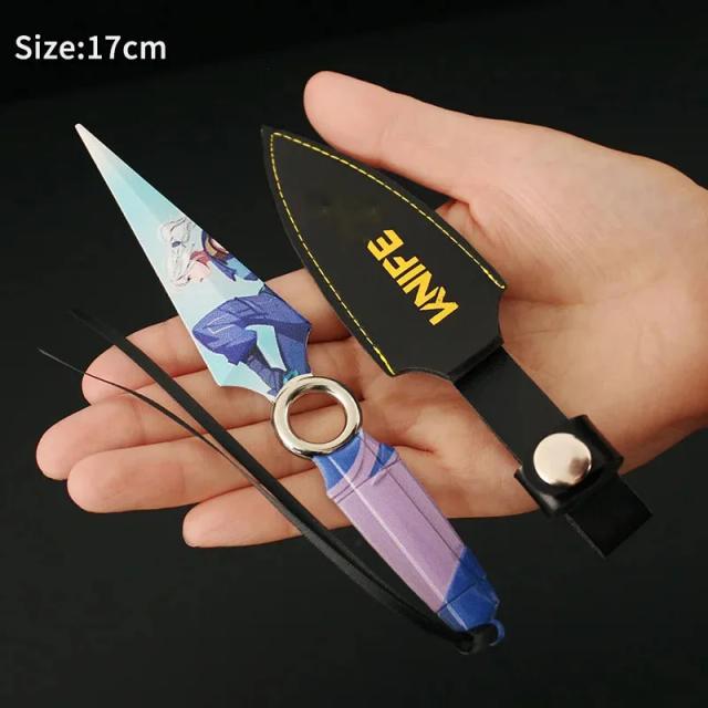 Facas de Metal com Coldre - Jett Kunai de Valorant, Faca de Cosplay de 17cm, Presentes e Brinquedos para Crianças.