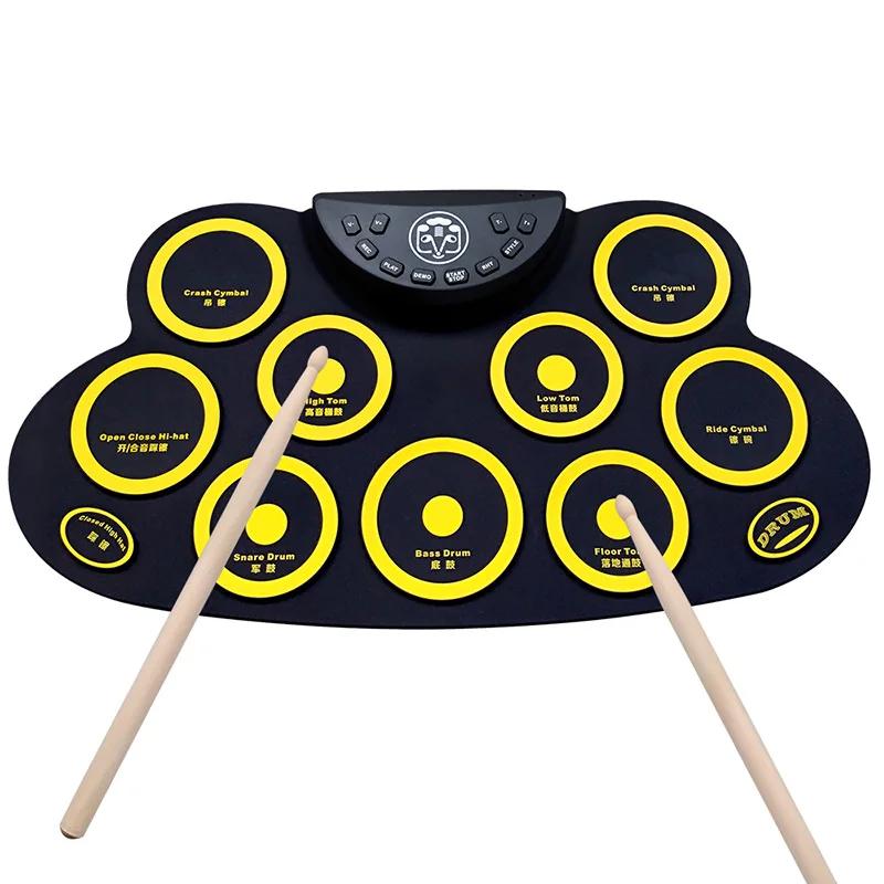 Mão rolo tambor eletrônico, Instrumento de percussão com pedal, Baquetas, Equipamento musical portátil - Image 1