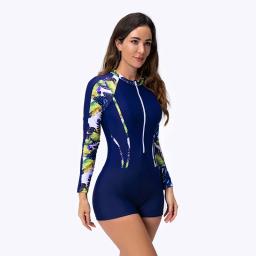 Fato de surf de manga longa feminino, maiô de peça única, secagem rápida, roupas de mergulho adultas, maiô, 2024 - Image 6