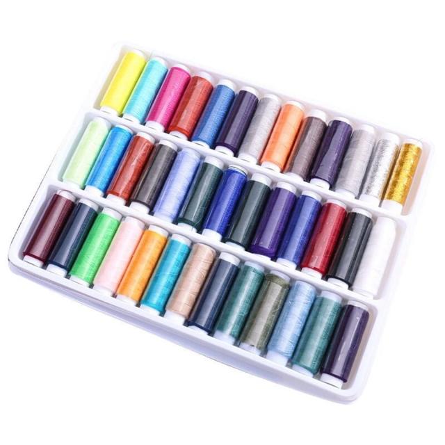 Kit Completo de Fios de Costura Coloridos com 39 Carretéis de 200 Jardas para Maquininha e Bordados à Mão