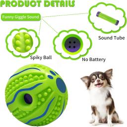 Interativo Dog Toy Ball, Pet Supplies, Som engraçado para IQ Training, Limpeza dos dentes, Interior, 3.94in - Image 2