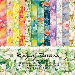 Estilo colorido Floral Papel de fundo, Scrapbook Pads, Junk Journal Paper Pack, Arte Artesanal Papel Artesanal, 6 Polegadas, 12 Folhas - Image 4