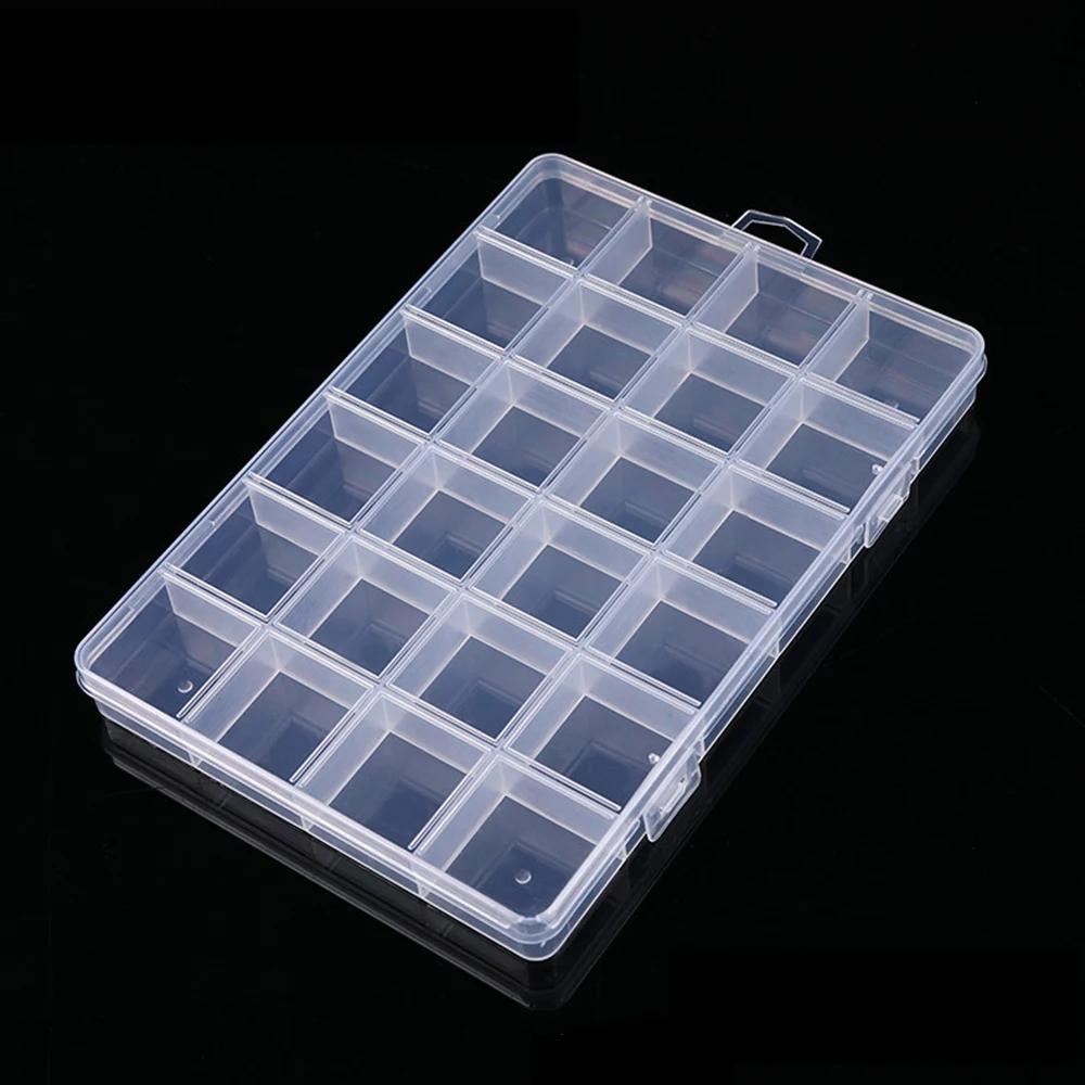 Multifuncional Caixa Organizadora de Plástico Transparente com Grades, Recipiente, Craft Armazenamento para Contas, DIY Jóias Arte, 24 28 Grades - Image 1