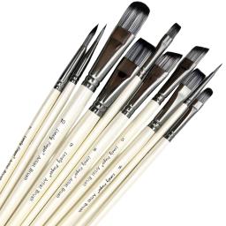 Profissional Artista Pincéis Set, Diferentes Nylon Cabelo Dicas, Kit de Pintura para Aquarela Acrílico, 10Pcs - Image 1