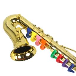 Brinquedo instrumentos musicais educativos, brinquedo, trompete, clarinete, acabamento prateado, com teclas coloridas - Image 5