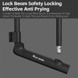 Oeste bicicleta portátil U-Lock Bike, Anti-Roubo, Cadeado de bicicleta, seguro, durável, motocicleta, Scooter, MTB, Road Bike, Acessórios de ciclismo - Image 5