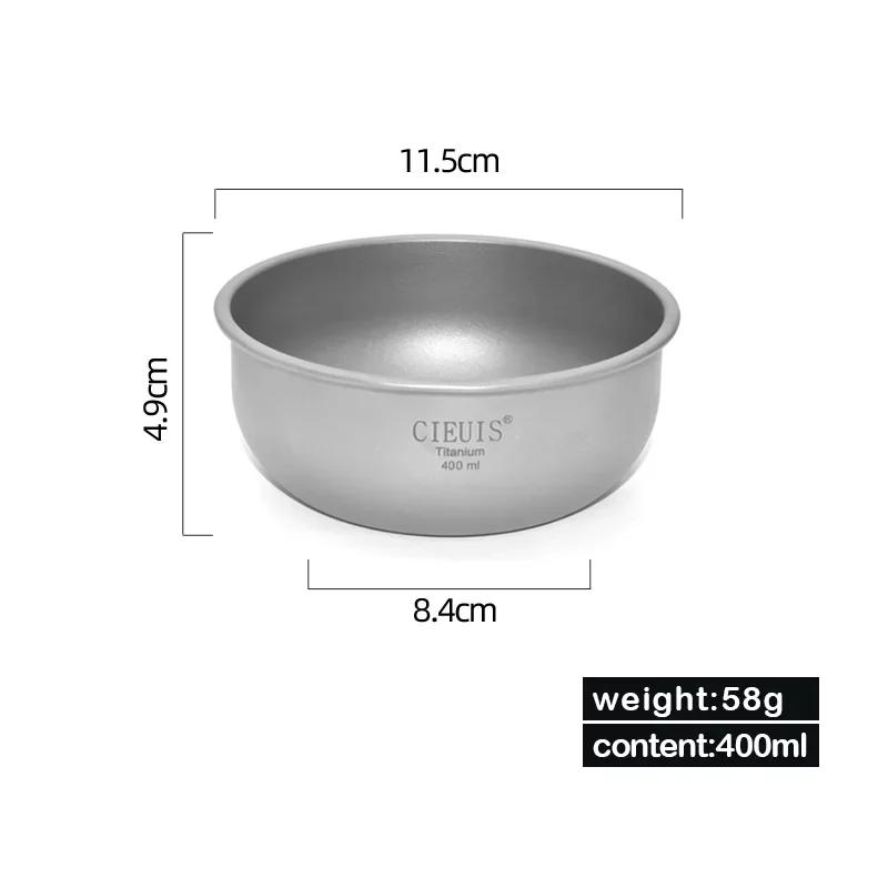 Pratos de tigela de titânio de camada única 400ml 500ml acampamento ao ar livre portátil pan prato pires talheres para comida piquenique edc - Image 1