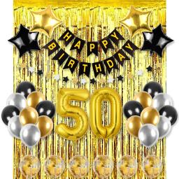 Kit balão confete de látex, preto e dourado, decoração de festa de aniversário, aniversário adulto, feliz 30, 40, 50 anos, 45 peças por conjunto - Image 5