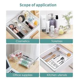 Clear Plastic Gaveta Organizadores Set, Desk Divisores Bins, Caixa de armazenamento para o quarto, cômoda, maquiagem do escritório, Gadgets Jóias, 7 Pcs, 14 Pcs - Image 5