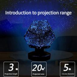 Luz noturna estrelada led tricolor projeção rotativa céu estrelado galáxia projeção presente das crianças estética decoração do quarto lâmpada - Image 2